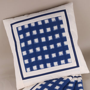 Ikat Cushion covers - Set of 2 - Blue and white checks
