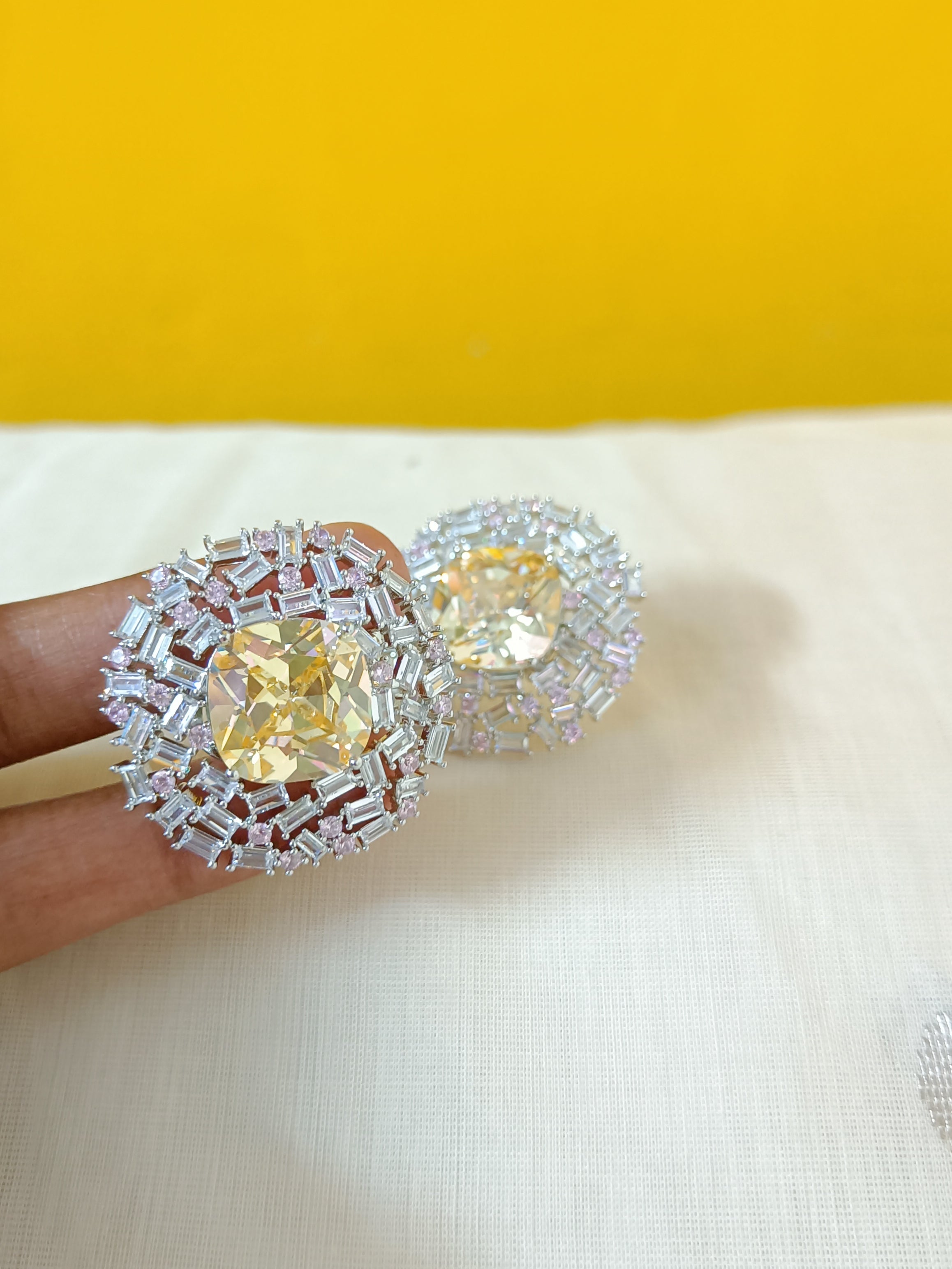 Baguette and lemon citrine earrings