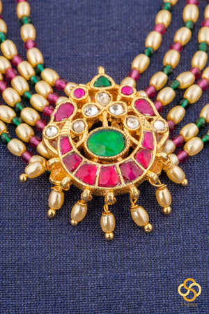 Jadau Kundan  in six strands of pearls