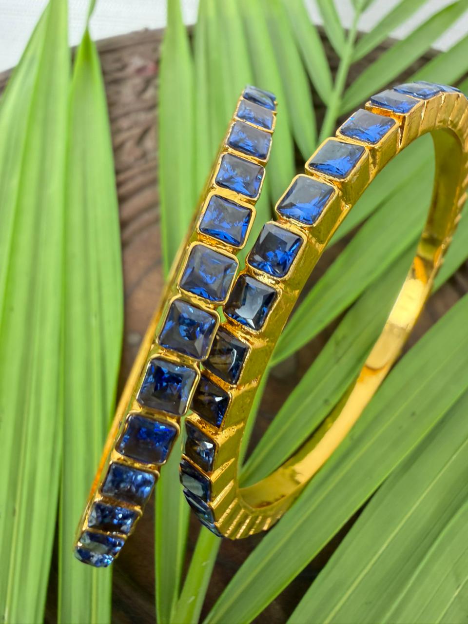 Square cut kemp stones - Sapphire blue
