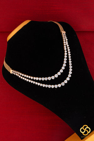 Solitaire Necklace Two Layer - Rose Gold Finish