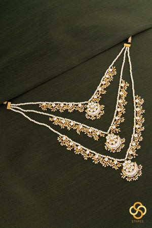 Teen lada - Kundan and pearls - White