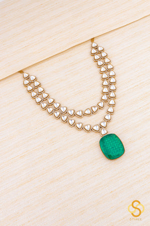 Moissanite and Emerald Green Pendant