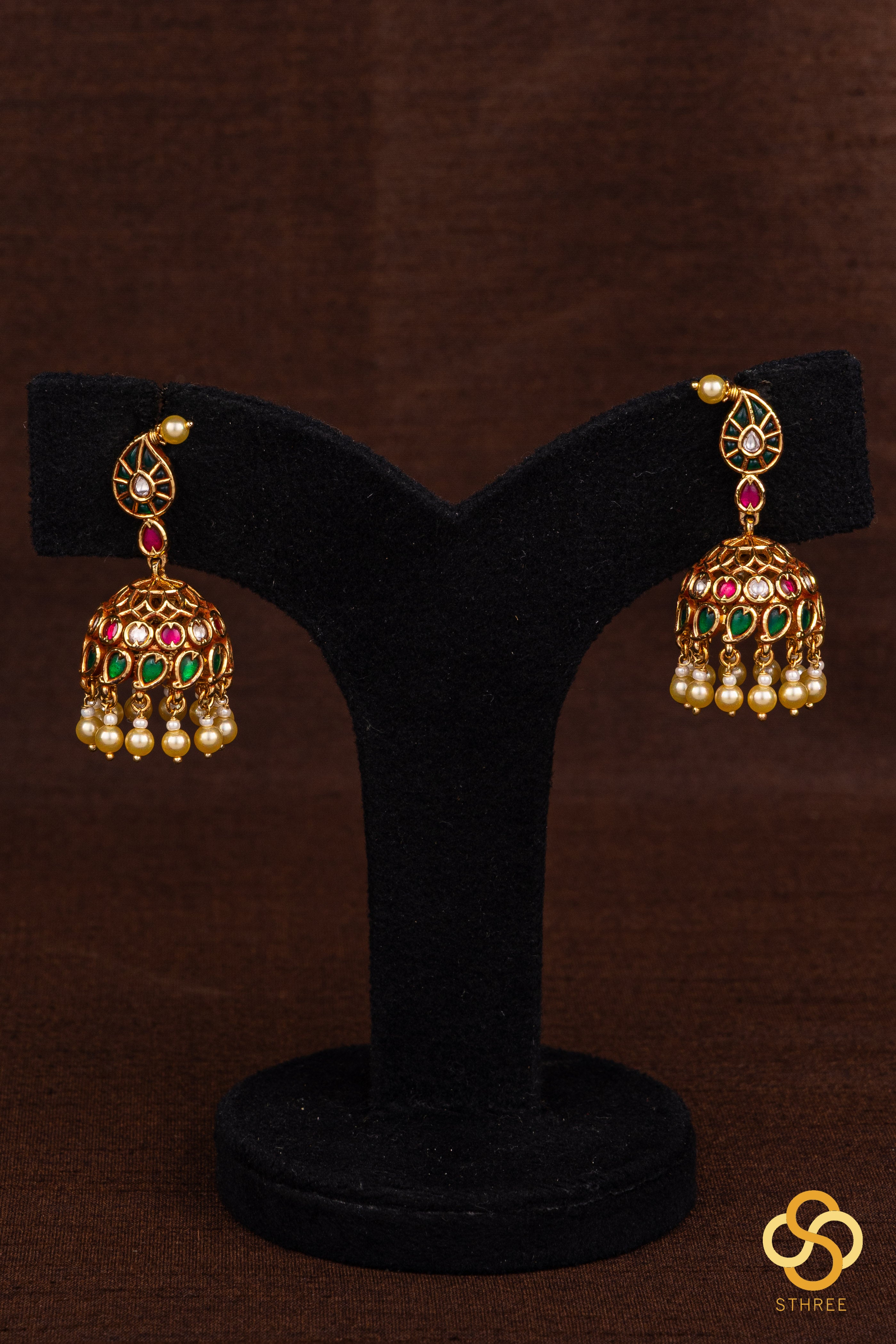 Mangai Malai Necklace - Emerald green with Ruby red