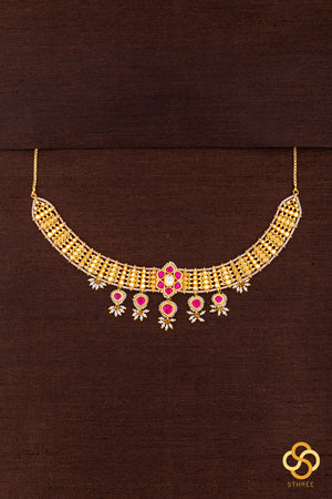 Rajwadi choker with Ruby red kundan