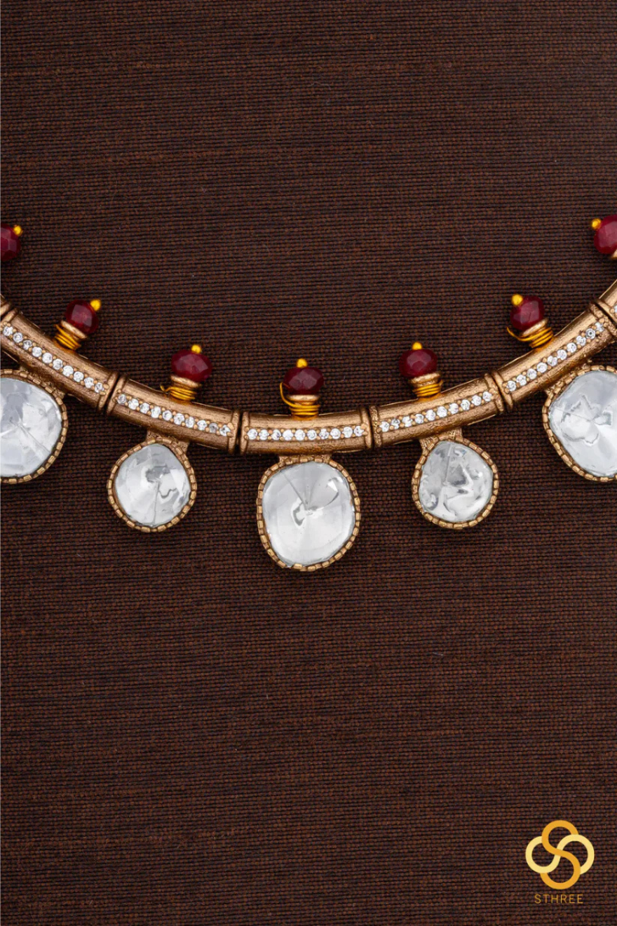 Kundan Kasumalai - Ruby Red Beads on Top