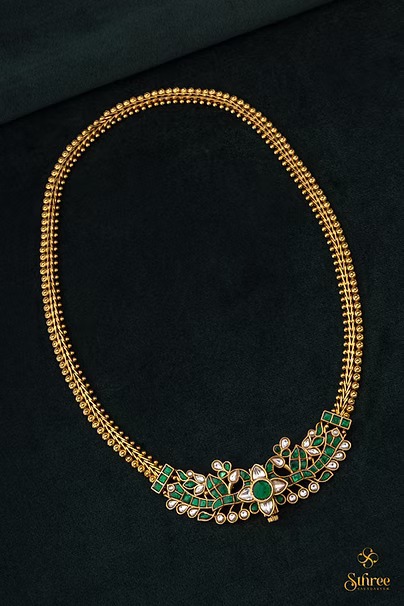 Antique peacock choker - Emerald green