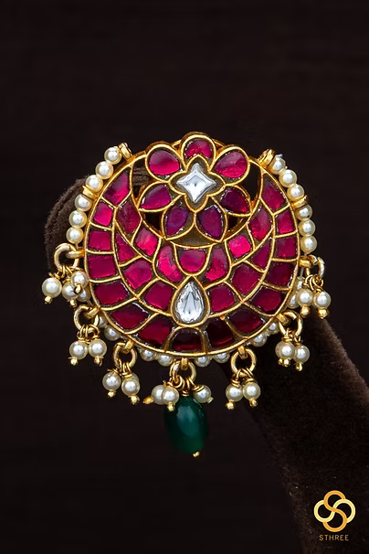925 Silver - Chandbali with pearls hangings