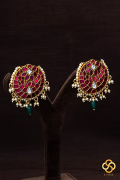 925 Silver - Chandbali with pearls hangings