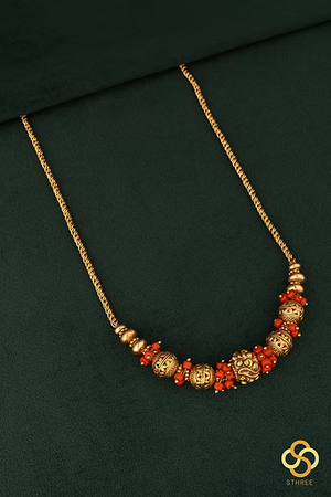 Coral beads with Gold ball