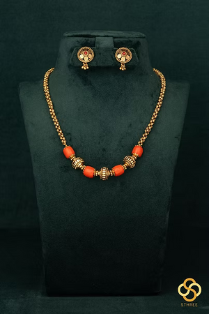 Coral with gundumani - Antique gold finish
