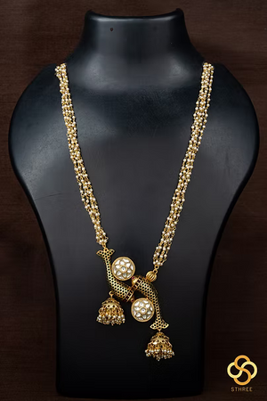 Double Fish Jadau Kundan Pendant with Pearls