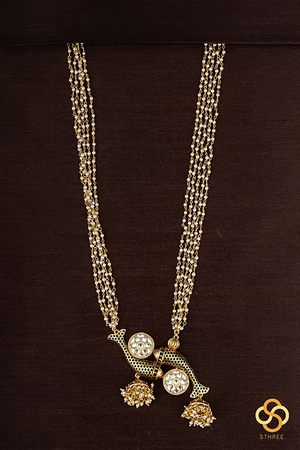 Double Fish Jadau Kundan Pendant with Pearls