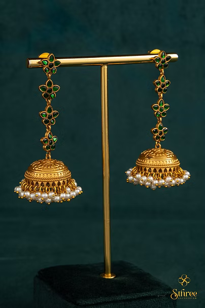 Emerald Green Jhumkas