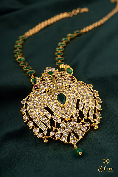 Gandaberunda Neckpiece - Emerald green