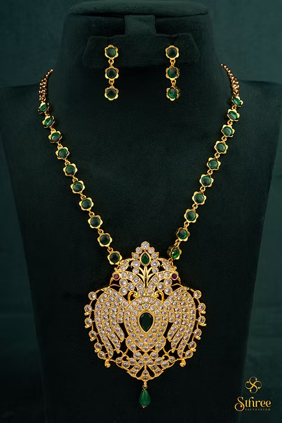Gandaberunda Neckpiece - Emerald green