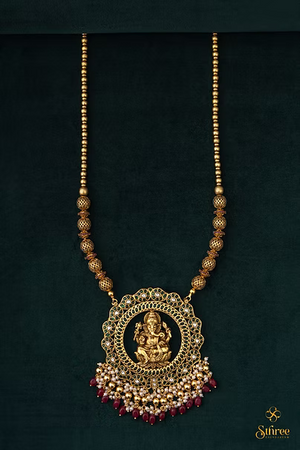 Ganesha Pendant with gundumani - Emerald Green