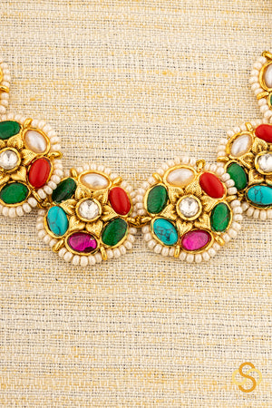 Jadau Kundan Choker - Multi Colour