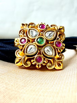 Jadau Kundan Hairband - Diamond Pattern - Set of 2