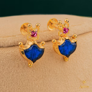 Keralam choker with Lakshmi coins - Sapphire Blue
