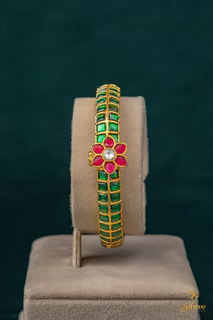 Kundan Kada with Mogappu - Emerald Green