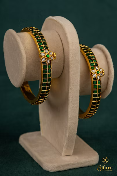Kundan Kada with Mogappu - Emerald Green [W]
