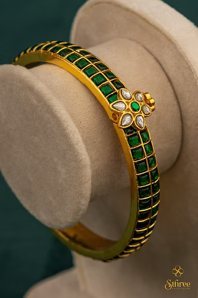 Kundan Kada with Mogappu - Emerald Green [W]