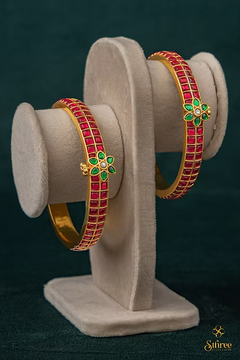 Kundan Kada with Mogappu - Ruby Red
