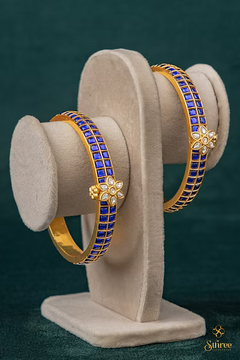 Kundan Kada with Mogappu - Sapphire Blue