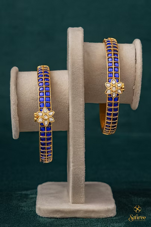 Kundan Kada with Mogappu - Sapphire Blue