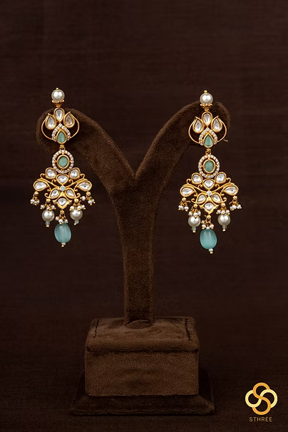 Kundan Stone Choker with Pearls - Turquoise
