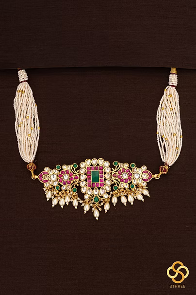 Kundan choker set - Pearls hangings