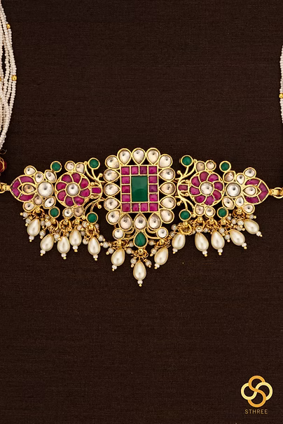 Kundan choker set - Pearls hangings