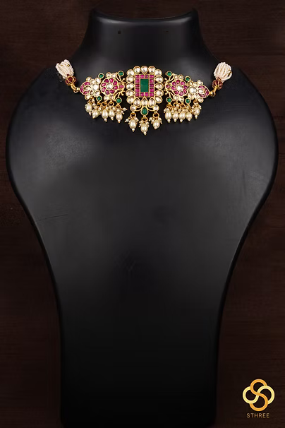 Kundan choker set - Pearls hangings