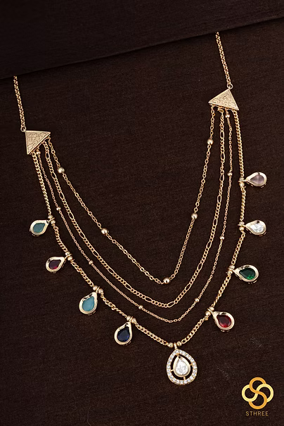 Layered Kundan necklace - Multi-colour