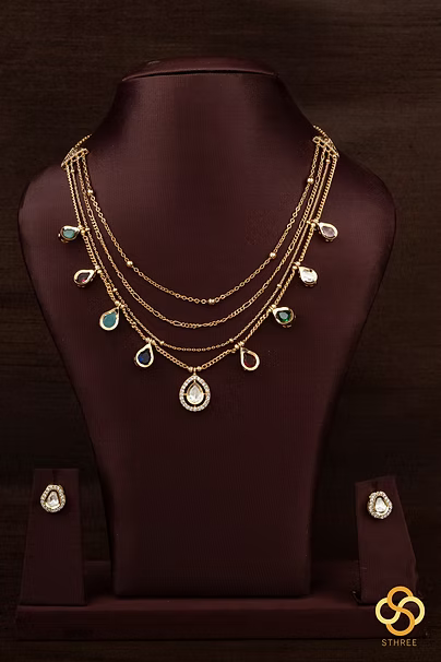 Layered Kundan necklace - Multi-colour