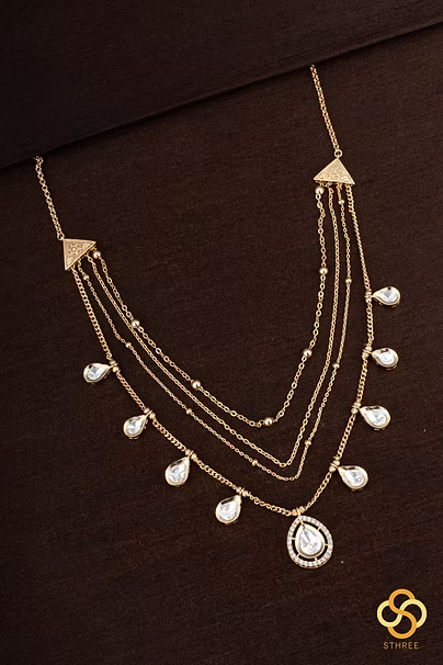 Layered Kundan necklace - White