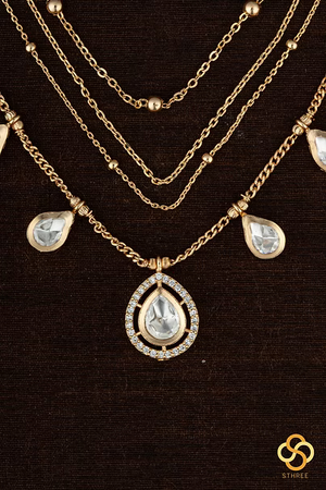 Layered Kundan necklace - White