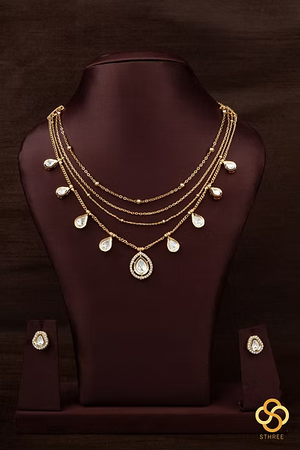 Layered Kundan necklace - White
