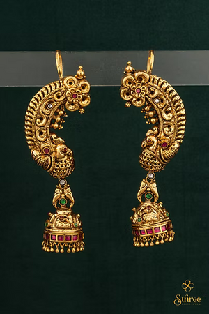 Peacock Earcuff Jhumkas