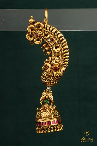 Peacock Earcuff Jhumkas