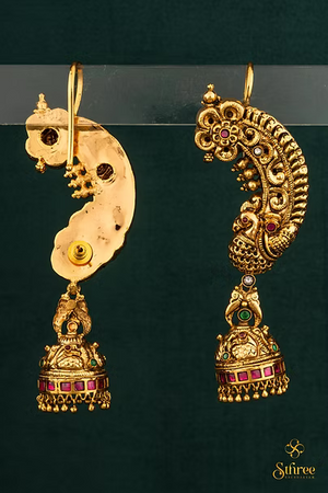 Peacock Earcuff Jhumkas