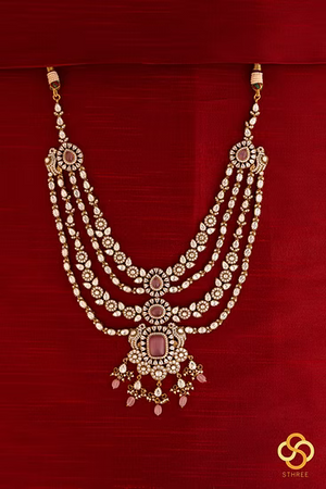 Rani Haar - Layered Kundan Necklace (Pink Ruby)