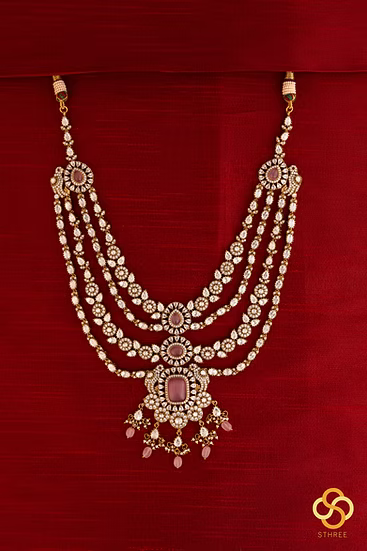 Rani Haar - Layered Kundan Necklace (Pink Ruby)