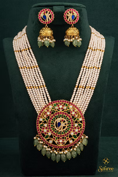 Rakkodi in Eight Strands of Pearls - White