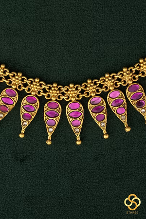Reversible Necklace - White and Ruby red