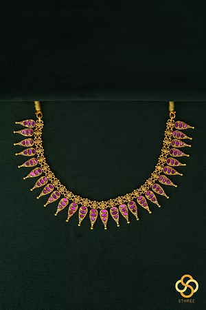 Reversible Necklace - White and Ruby red