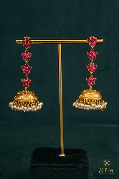 Ruby Red Jhumkas