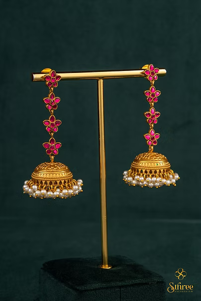 Ruby Red Jhumkas
