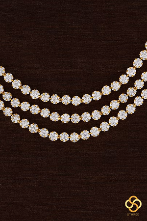 Three liner diamond pattern necklace